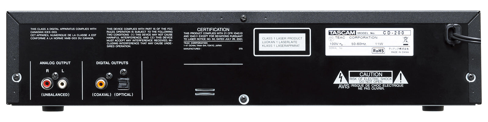 TASCAM CD-200 Professional Rackmount CD Player (2U) for Installation & Broadcast Applications