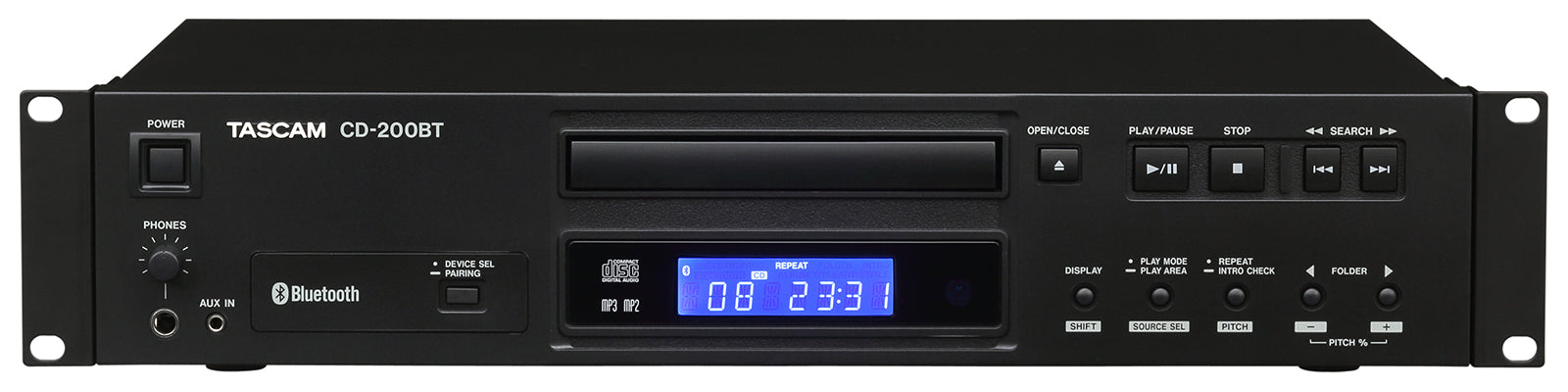 TASCAM CD-200BT Professional Rackmount CD Player with Bluetooth Receiver (2U)