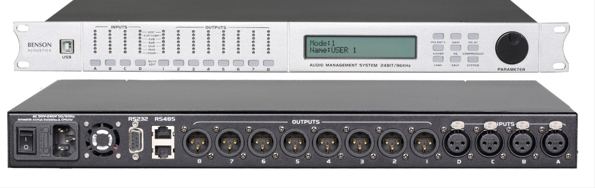 Kasper – KSP-S48.2 Professional Full-Display 4-In / 8-Out DSP Audio Processor with 64-Bit FIR & IIR Processing - Audiomaxx India