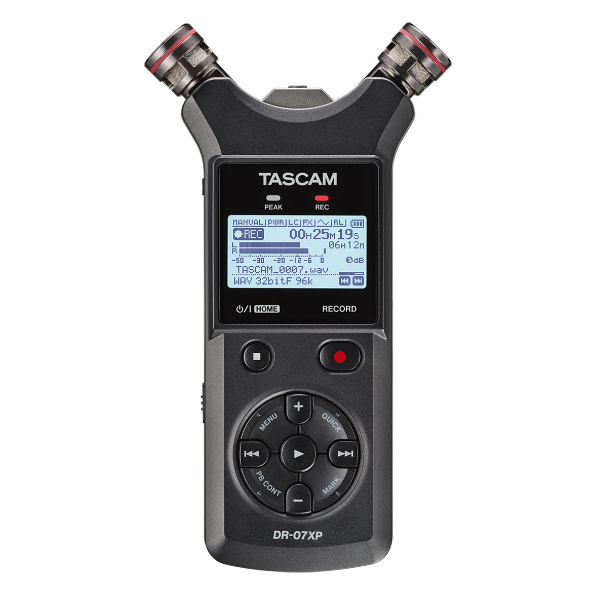 TASCAM DR-07XP Professional Portable Linear PCM Recorder with 32-Bit Float Recording, Adjustable Stereo Microphones (XY/AB), and USB-C Audio Interface