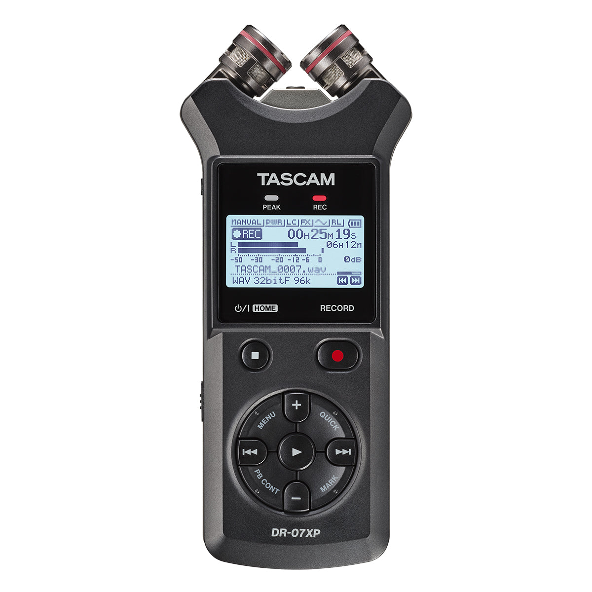 TASCAM DR-07XP Professional Portable Linear PCM Recorder with 32-Bit Float Recording, Adjustable Stereo Microphones (XY/AB), and USB-C Audio Interface