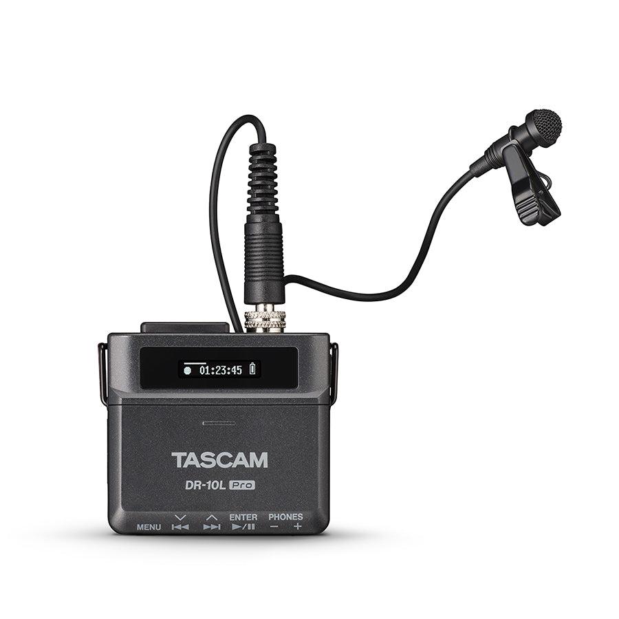 TASCAM DR-10L Pro Ultra-Compact 32-Bit Float Linear PCM Recorder with Lavalier Microphone, Timecode Sync, and Wireless Control Capability