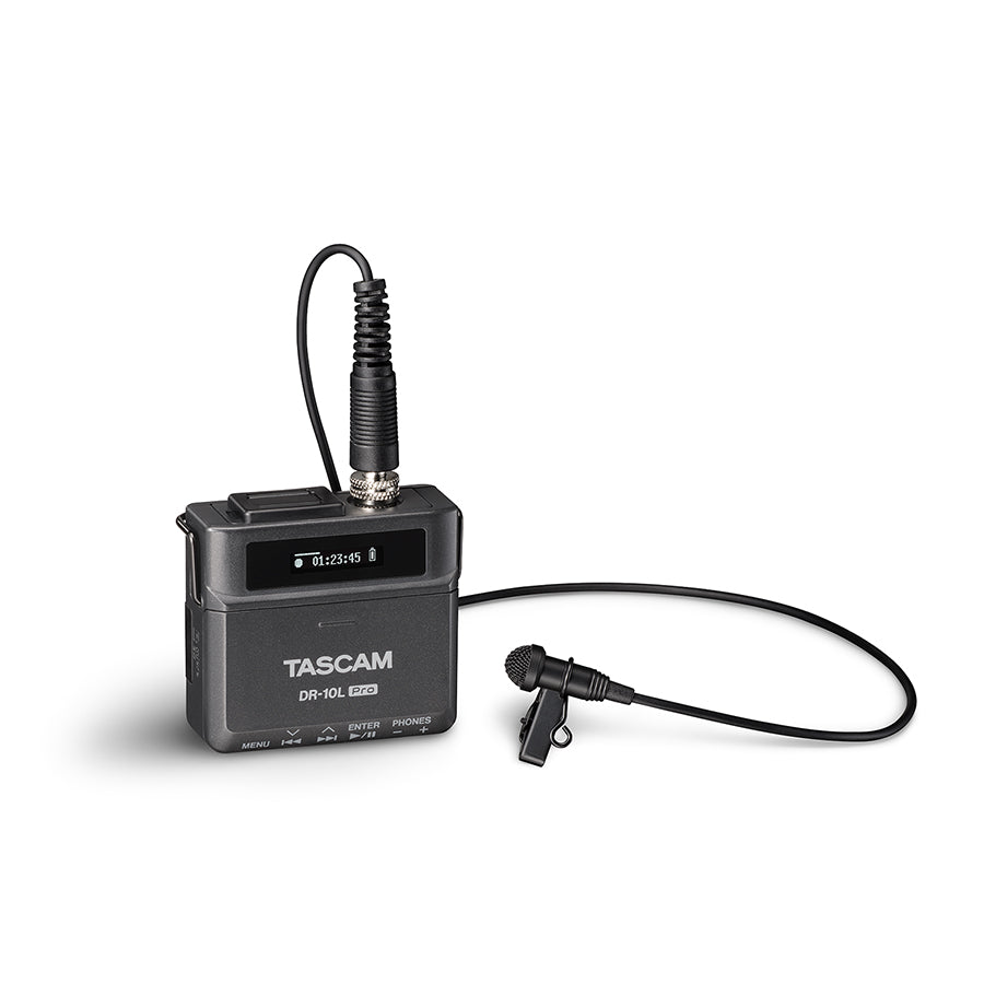 TASCAM DR-10L Pro Ultra-Compact 32-Bit Float Linear PCM Recorder with Lavalier Microphone, Timecode Sync, and Wireless Control Capability