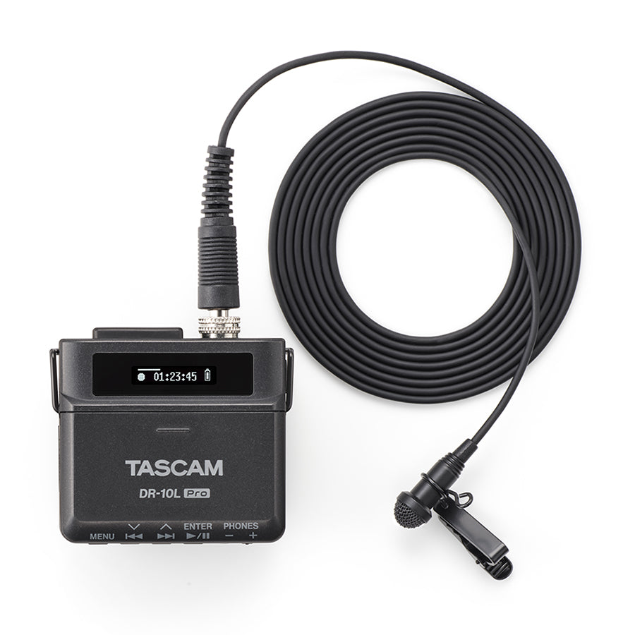 TASCAM DR-10L Pro Ultra-Compact 32-Bit Float Linear PCM Recorder with Lavalier Microphone, Timecode Sync, and Wireless Control Capability