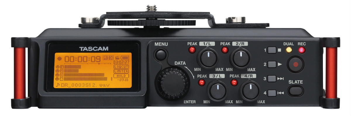 TASCAM DR-70D Professional 4-Channel Linear PCM Recorder for DSLR Cameras with XLR Inputs, HDDA Preamps, and Camera Integration