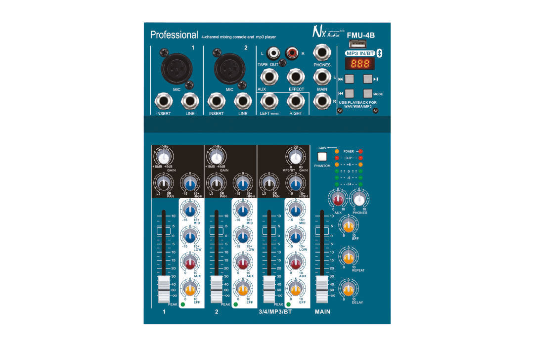 NX Audio FMU4-B – 4-Channel Live Mixer with USB Playback & Effects