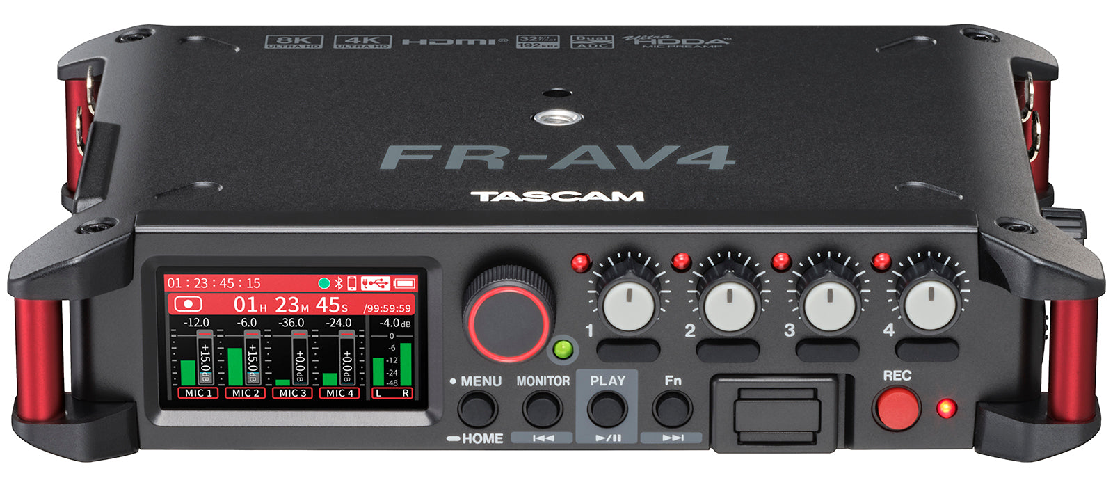 TASCAM FR-AV4 Professional 4-Channel 32-Bit Float Linear PCM Field Recorder with Timecode Generator, HDMI Sync, and Ultra HDDA Preamps