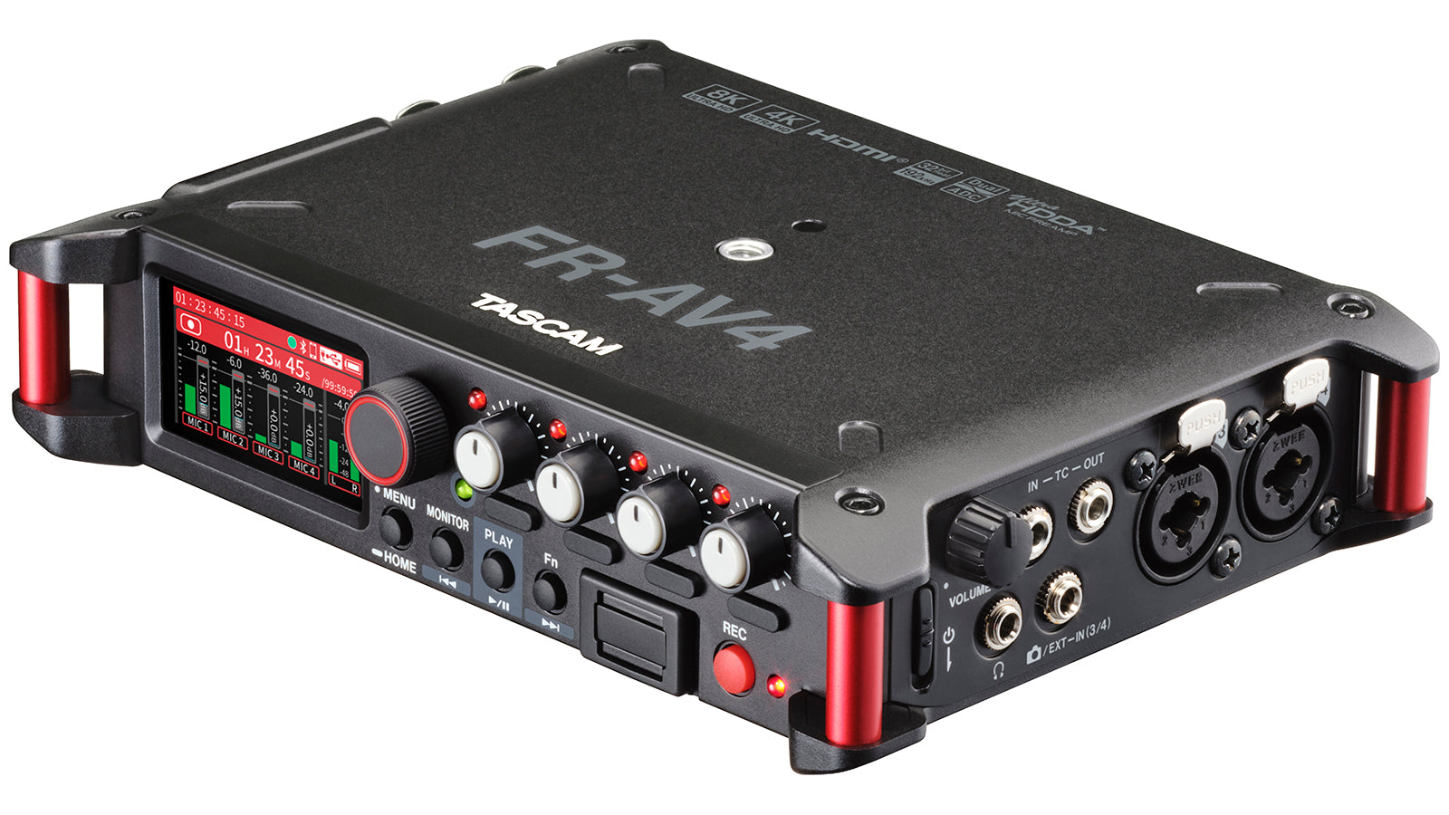TASCAM FR-AV4 Professional 4-Channel 32-Bit Float Linear PCM Field Recorder with Timecode Generator, HDMI Sync, and Ultra HDDA Preamps