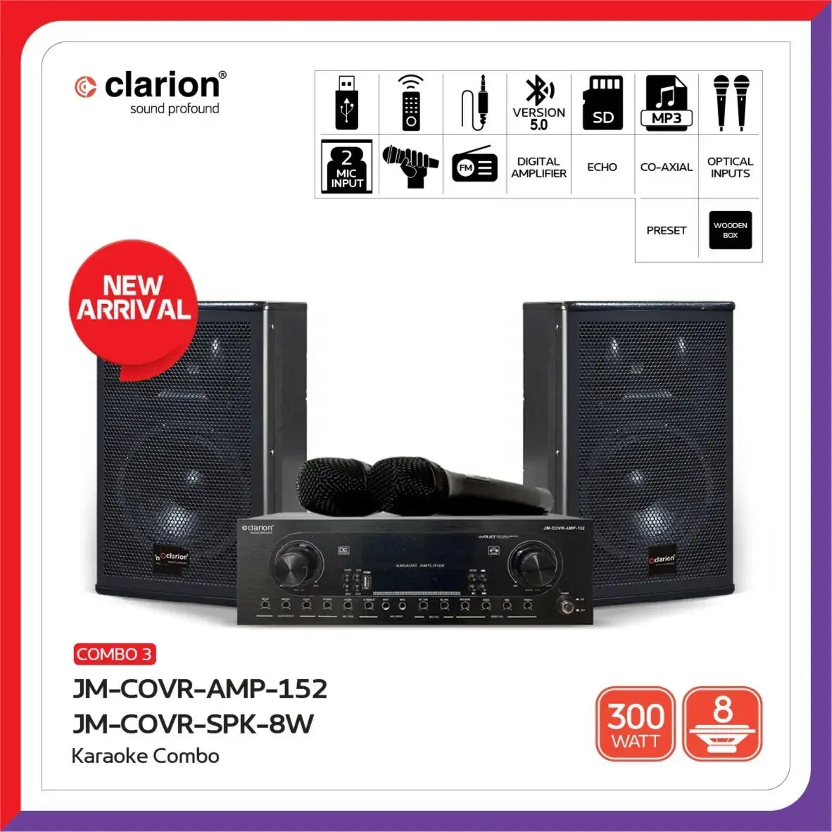 Clarion Karaoke Covr Amp 152 And Covr Speaker 8W - 300W Combo - Set