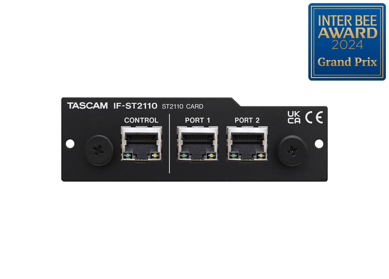 TASCAM IF-ST2110 Professional SMPTE ST 2110 IP Audio Interface Expansion Card with Redundant Network Ports and Broadcast-Grade Synchronization