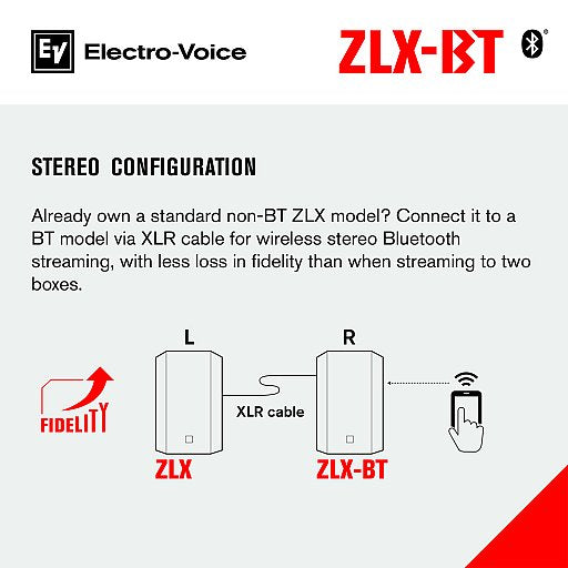 EV ElectroVoice  ZLX-15BT 15" Powered Loudspeaker with Bluetooth Audio - Each