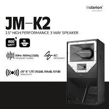 Clarion JM K2 15” 800W Hi Performance 3 Way Passive Speaker - Each