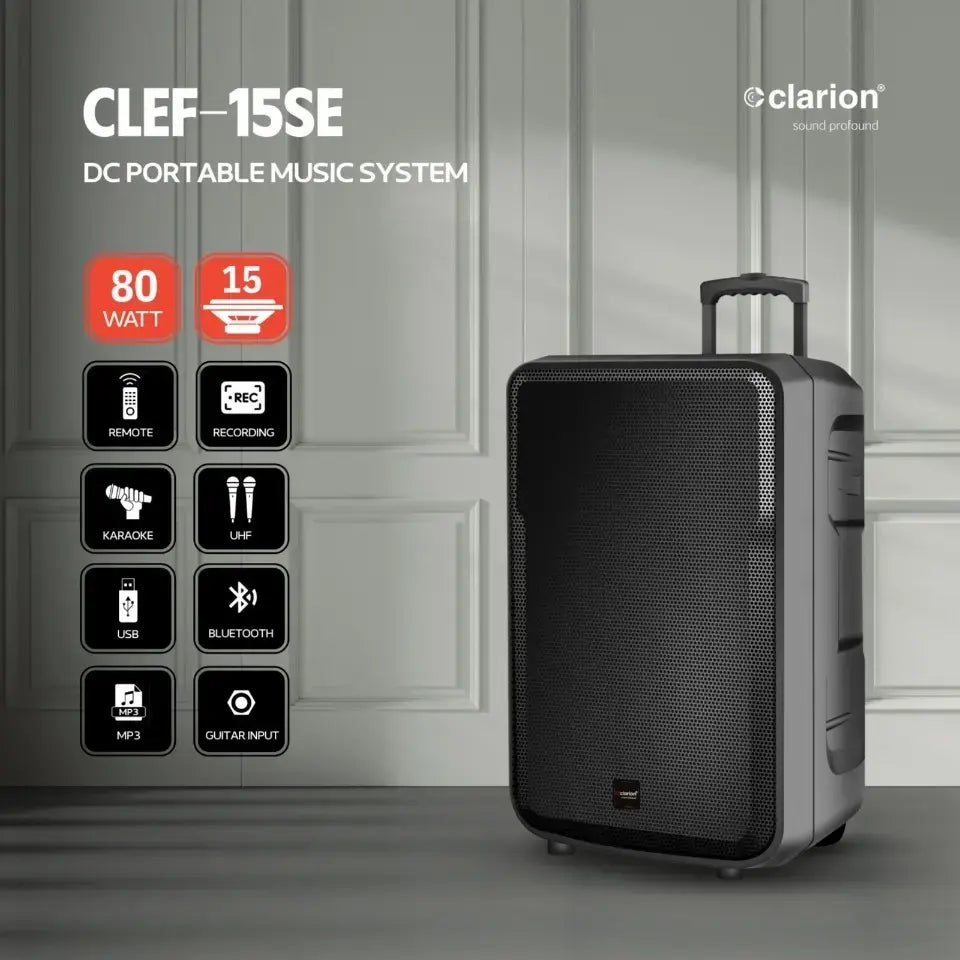 Clarion Karaoke JM CLEF15SE Portable Trolley speaker for Party and Karaoke