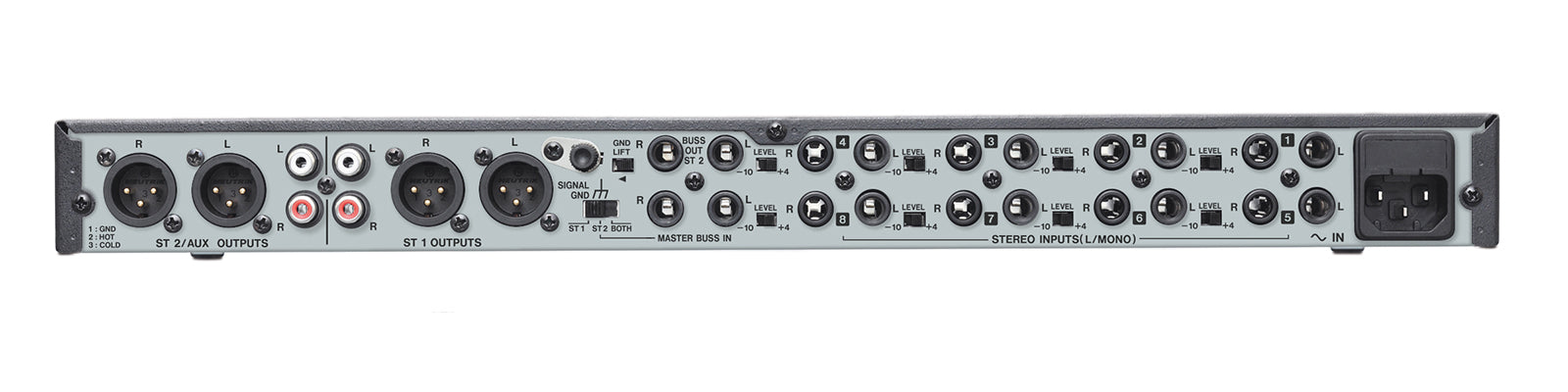 TASCAM LM-8ST Professional 8-Channel Stereo Line Mixer with Balanced XLR Outputs, 1U Rackmount Design for Installation & Commercial Audio Systems - Audiomaxx India