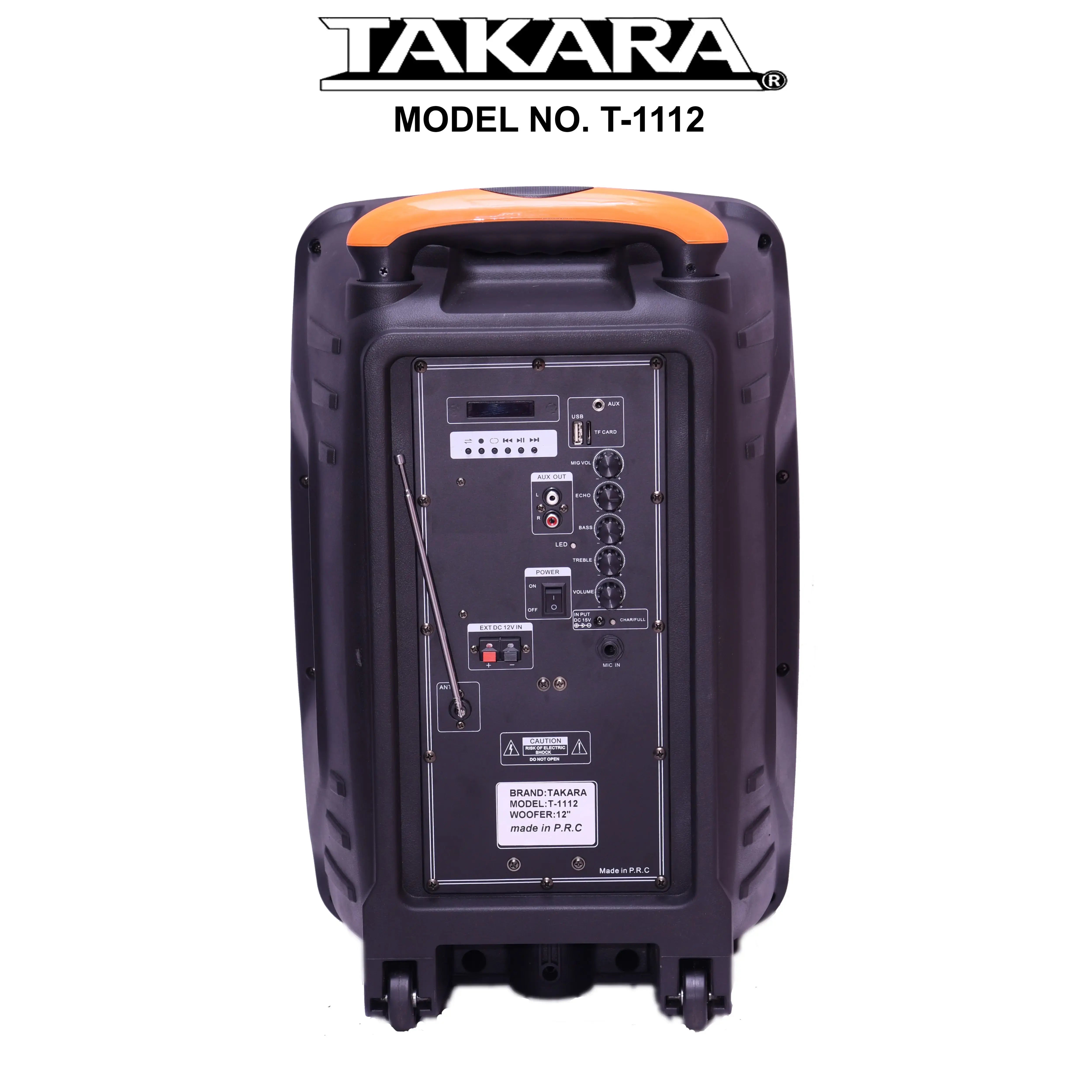 Takara 1112 Portable Karaoke Trolley Speaker 12" Multimedia BT