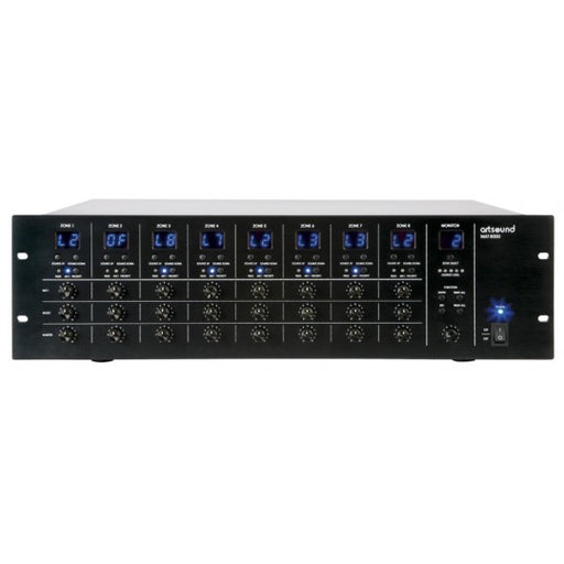 ArtSound MAT-8000 8x8 audio Matrix +Paging, 70V/100V/4-16Ohm, 3U - Each