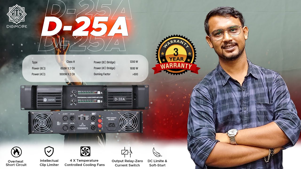 Digimore D-25A 2800W 2-Channel Class-H Amplifier with Stable and Efficient Performance