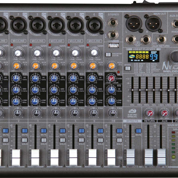 NX Audio MELODY8 – 8-Channel Compact Mixer with DSP & USB