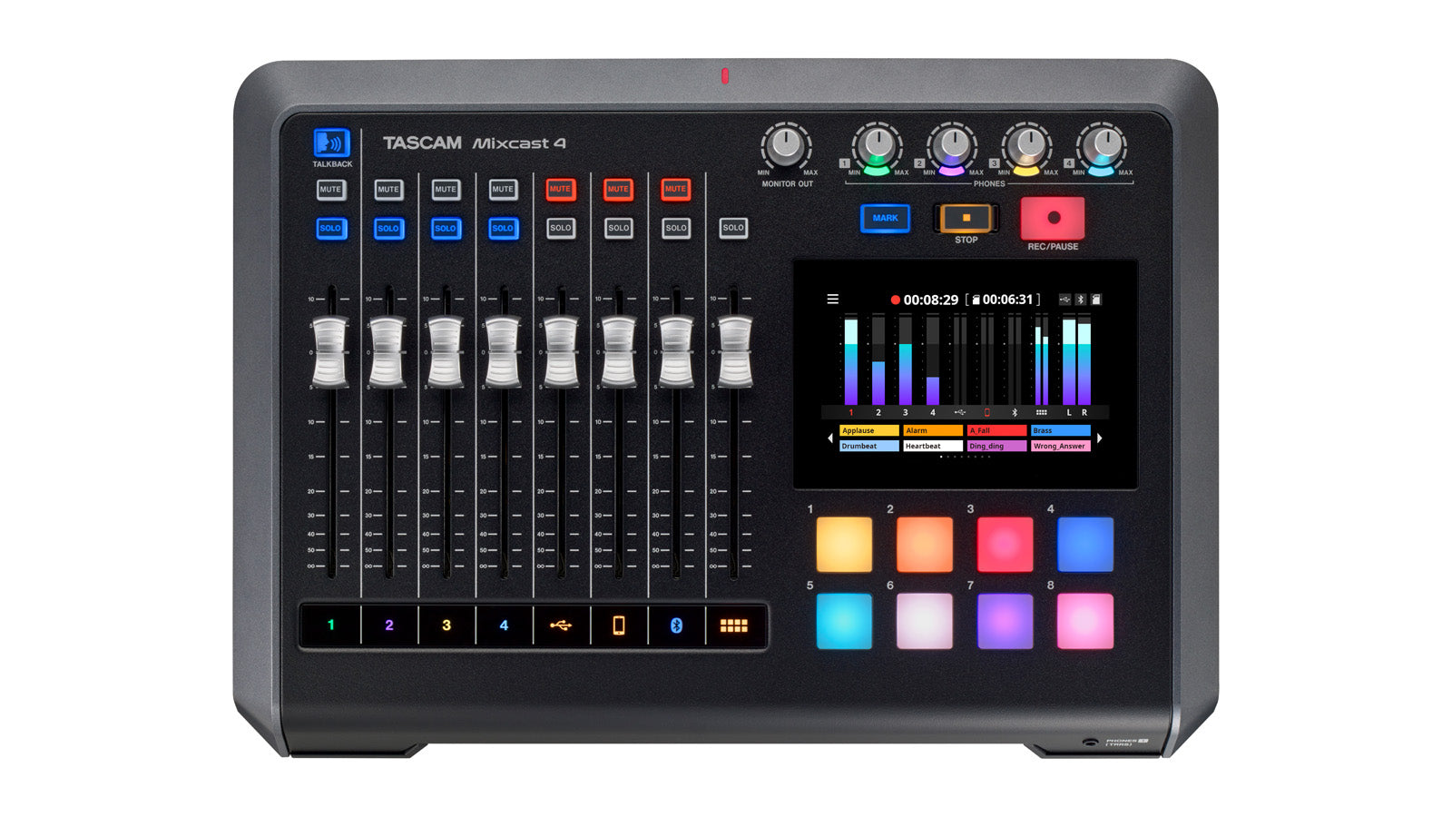 TASCAM Mixcast 4 Professional Podcast Recording Console with 4 Mic Inputs, Sound Pads, USB Interface, and Touchscreen Control