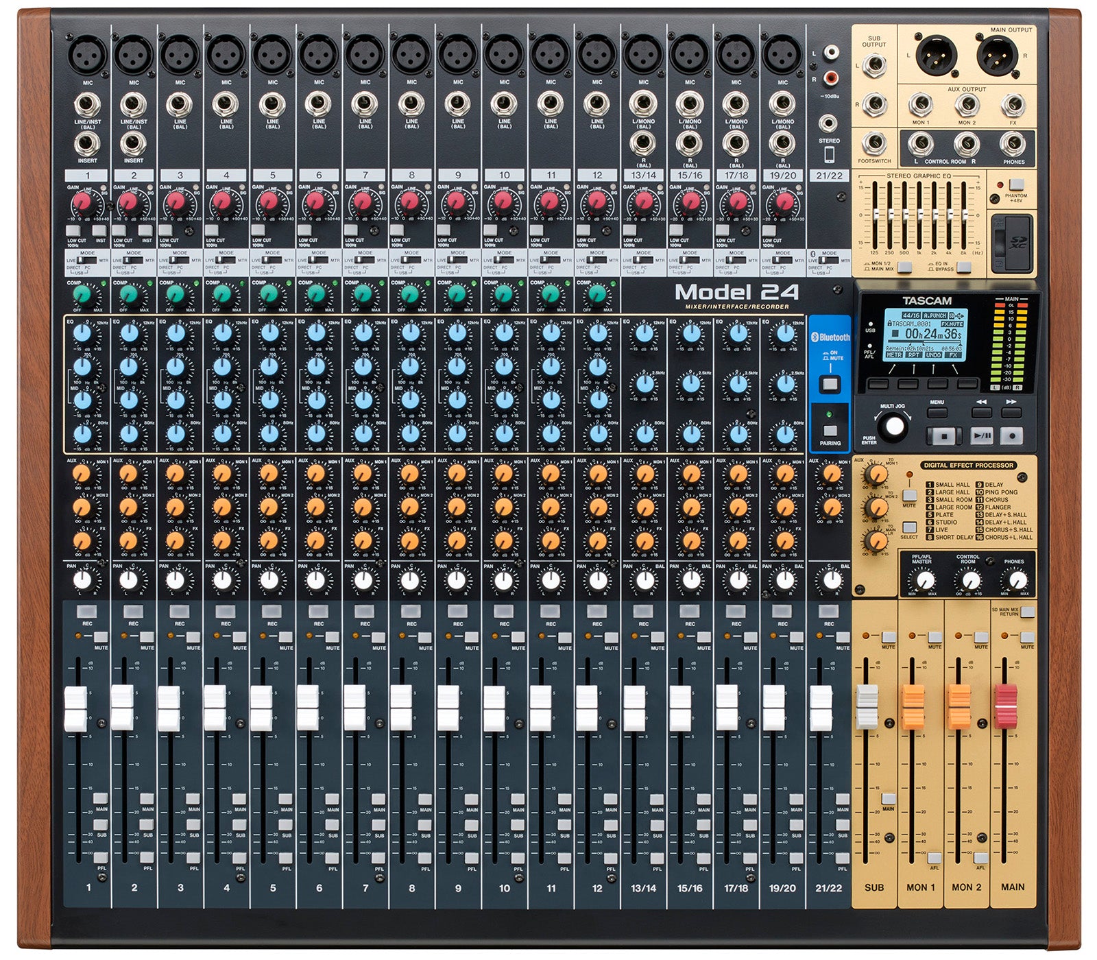 TASCAM Model 24 Professional 24-Track Analog Mixer with Multitrack Recorder, USB Audio Interface, and Integrated Effects for Studio & Live Production - Audiomaxx India