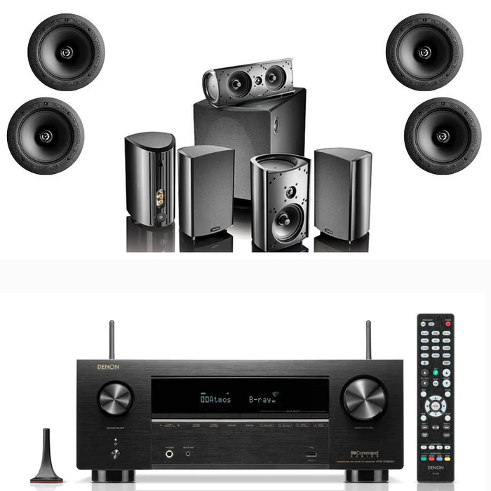 Denon X3800H Audio-Video Receiver With Definitive Technology ProCinema 1000 Satelite Speaker Set- Dolby  9.1 Home Theater Package # AM501043 - Audiomaxx India