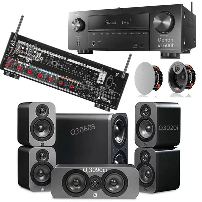 Denon X1700H With QAcoustics Bookshlef Speakers Set - Dolby Atmos 7.1 Home Theater Package # AM501002