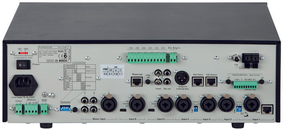 Bosch PLN-6AIO240 All-In-One Amplifier, 6-Zone, 240W - Each