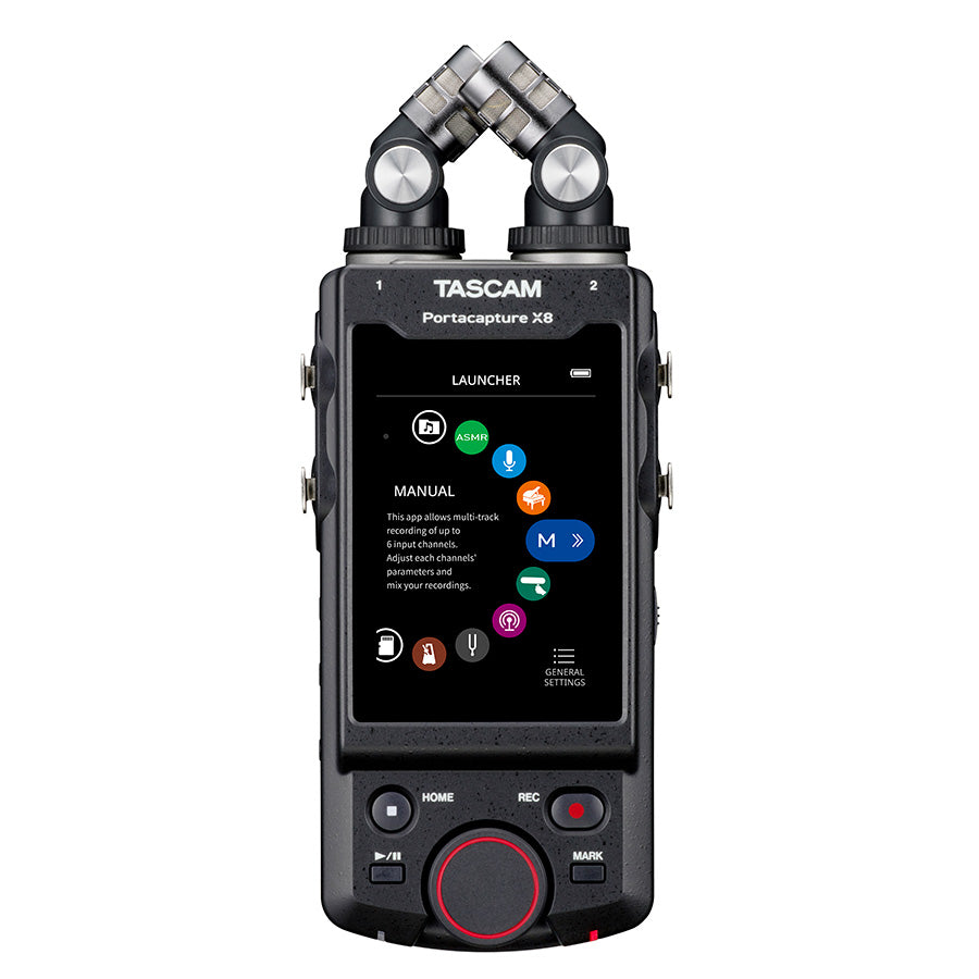 TASCAM Portacapture X8 Professional 32-bit Float Linear PCM Recorder with Detachable Condenser Microphones, 8-Track Recording, Touchscreen Interface, and USB Audio Interface - Audiomaxx India