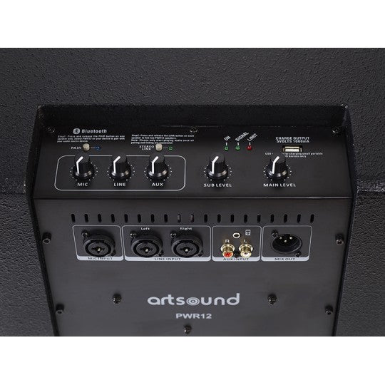 Artsound PWR12 1500W 2-Way All-In-One Portable Bluetooth PA & Party System  12” Subwoofer