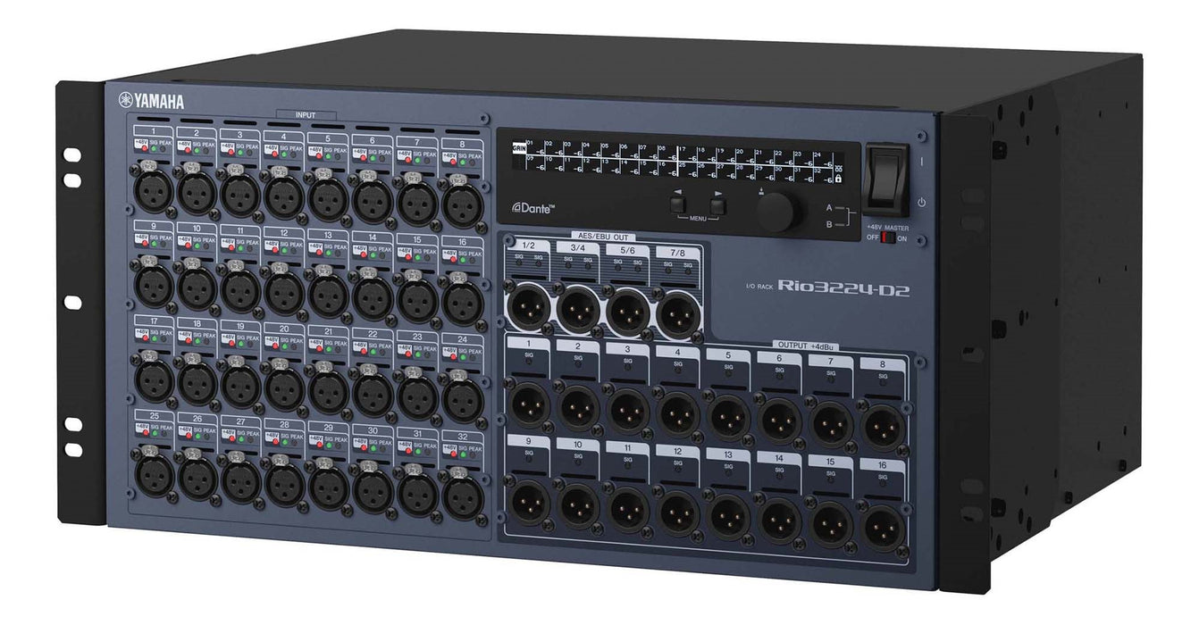 Yamaha Rio3224-D2 32-input / 24-output Dante Stage Box 32-in/16-out Digital Network Remote I/O Unit  - Each