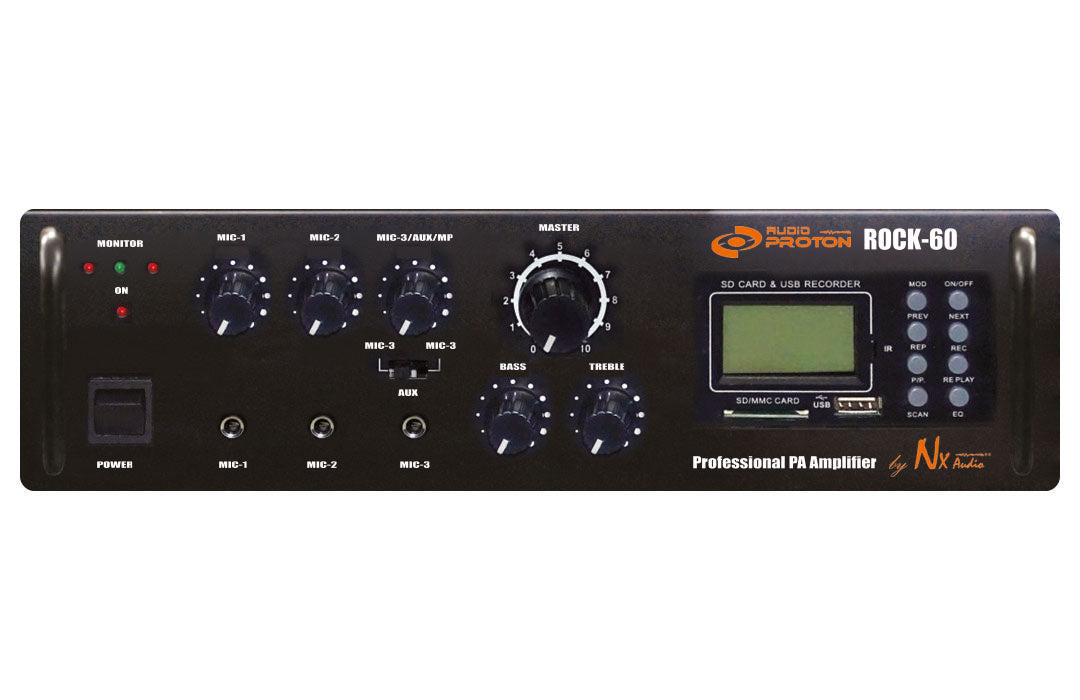 NX Audio ROCK60 60W RMS, Professional PA Amplifier, Built-in MP3 USB player with Recording & Remote