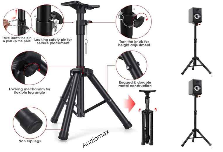 SpeakerTripod Stand AVT-DT003  Min. 2ft Upto 4ft Adjustable With Drop Pole - Pair