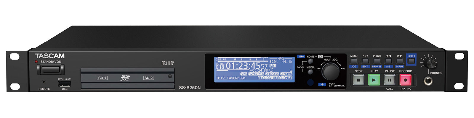 TASCAM SS-R250N Professional Solid State Recorder with Network Control, Dual Recording, and Dante Integration - Audiomaxx India