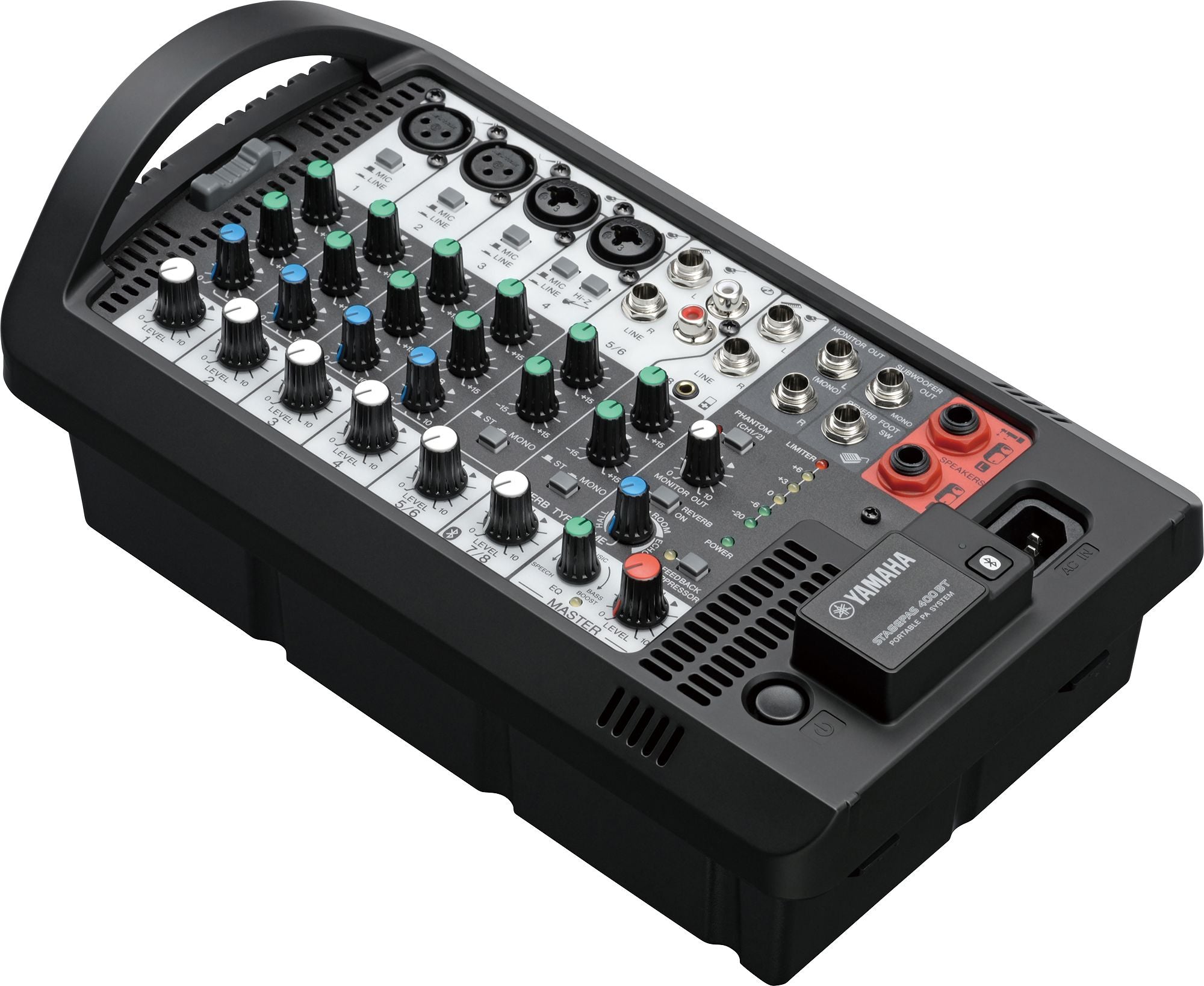 Yamaha STAGEPAS 400BT Portable PA Speqaker System With Bluetooth 400W, Reverb, 8Ch. Mixer, 2 Speakers 8" LF/1" HF, Built-in Stand Mounts - Each