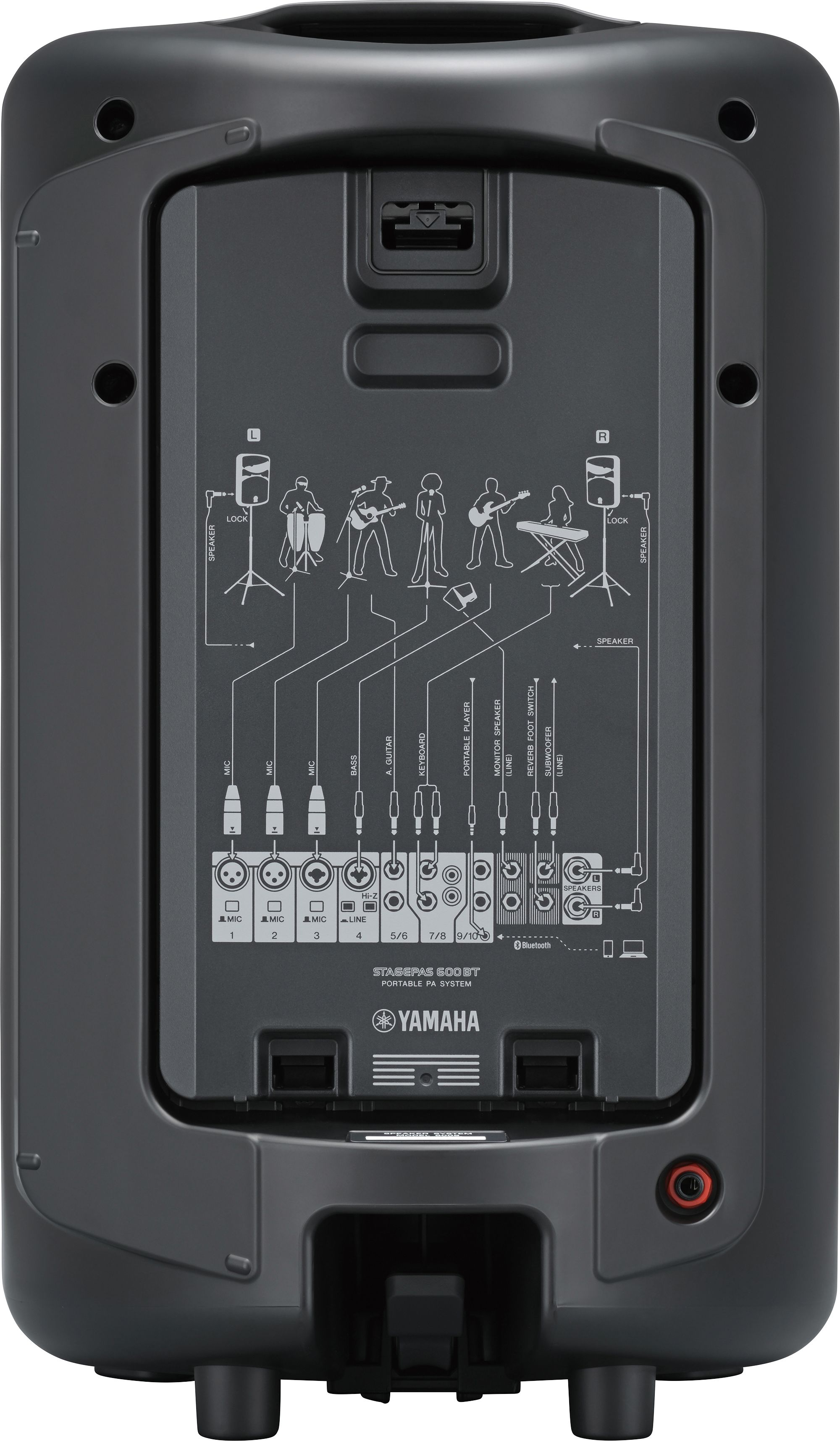 Yamaha STAGEPAS 600BT Portable PA System With Bluetooth 680W With Reverb, 1Ch Mixer, 2 Speakers- 10" LF/1.4" HF and Built-in Stand Mounts - Each