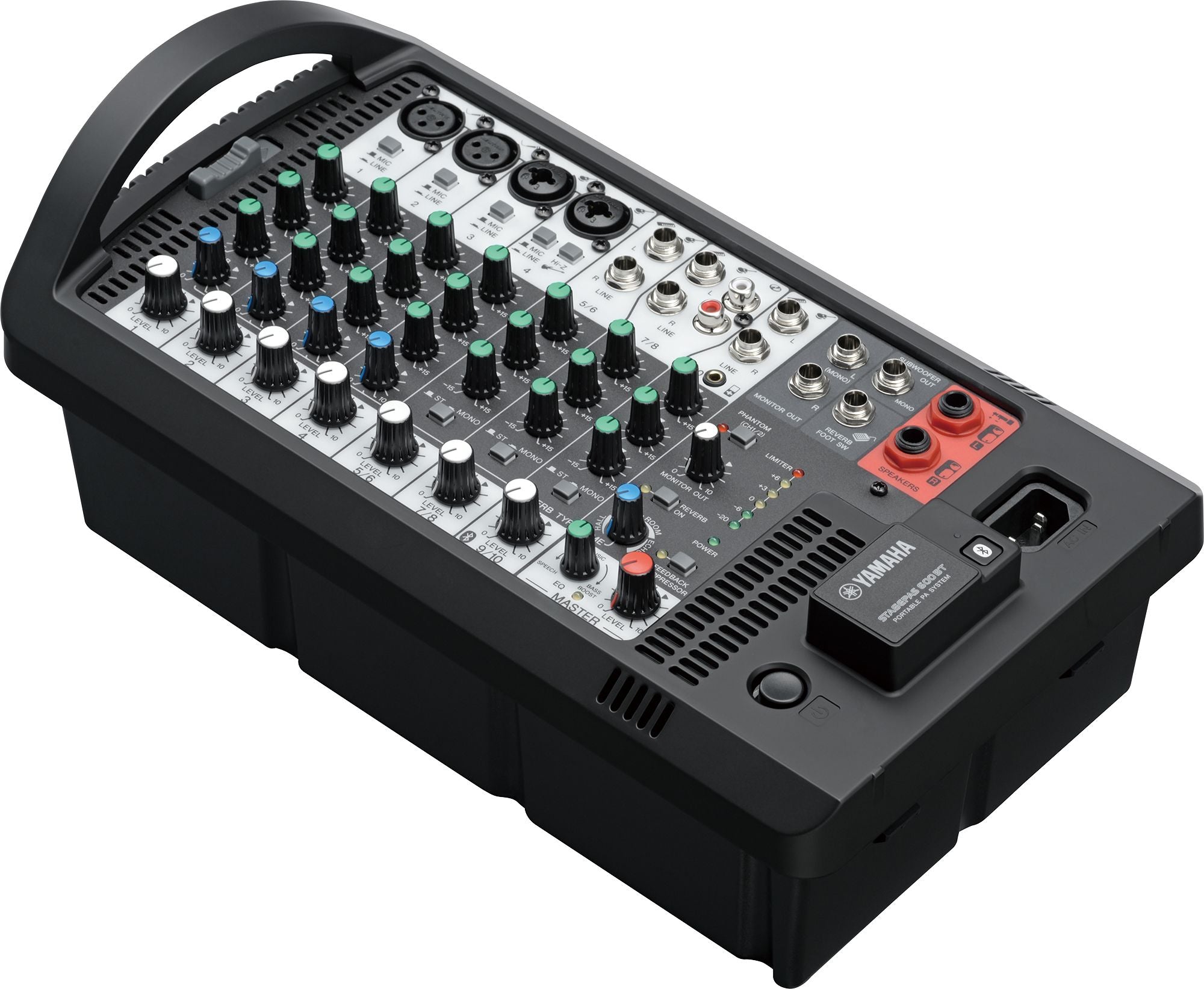 Yamaha STAGEPAS 600BT Portable PA System With Bluetooth 680W With Reverb, 1Ch Mixer, 2 Speakers- 10" LF/1.4" HF and Built-in Stand Mounts - Each