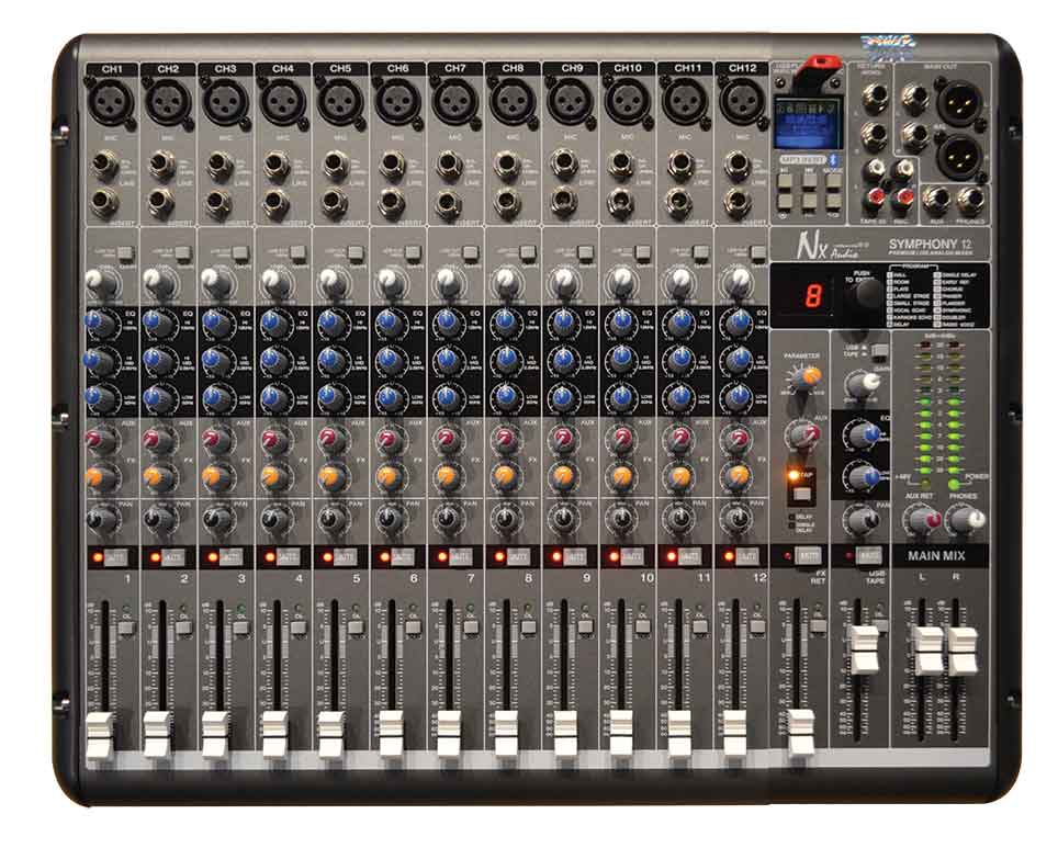 NX Audio SYMPHONY12 – 12-Channel Portable Mixer with DSP, USB & Bluetooth
