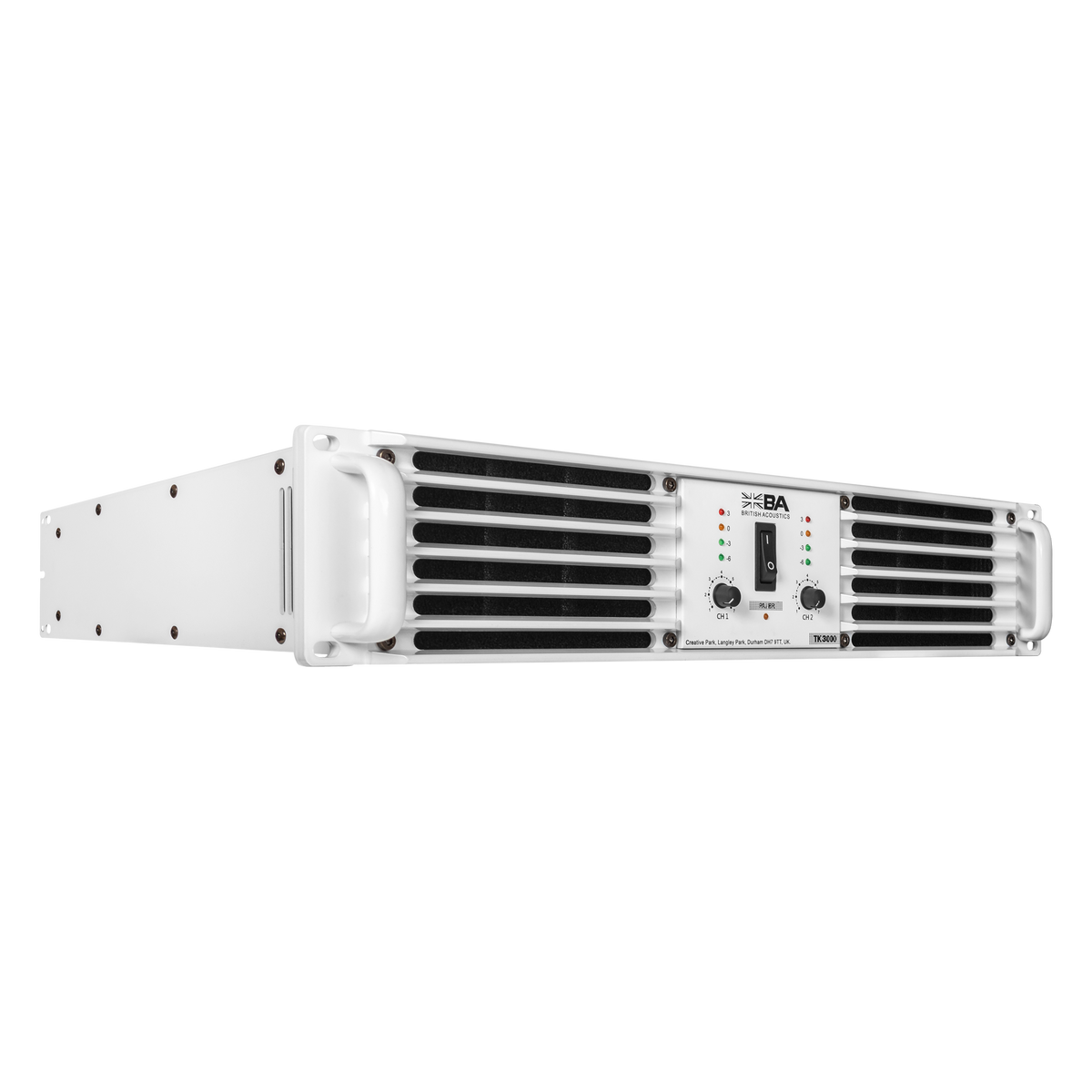 BRITISH ACOUSTICS TK‑3000 – 2Ch Power Amplifier with HPF, Gain Control & Peak Limiter