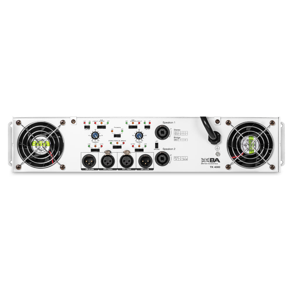 British Acoustics TK‑4000 – Touring‑Grade 2CH Power Amplifier (500W/8Ω • 800W/4Ω • 2000W Bridged)