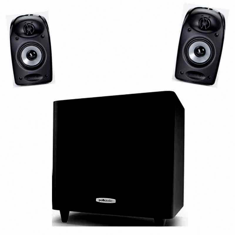 Polk TL Blackstone 2.1 Satellite Stereo System Speaker + Subwoofer Package - Black