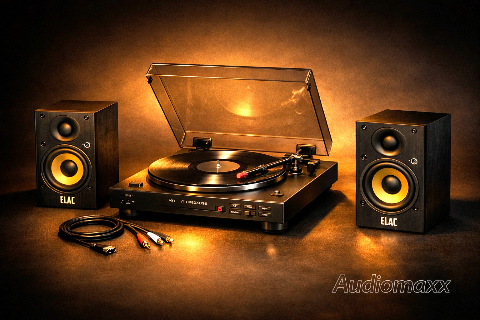 Audio-Technica AT-LP60XUSB Turntable + ELAC Debut Connex DCB41 Powered Bookshelf Speakers Pair - Bundle