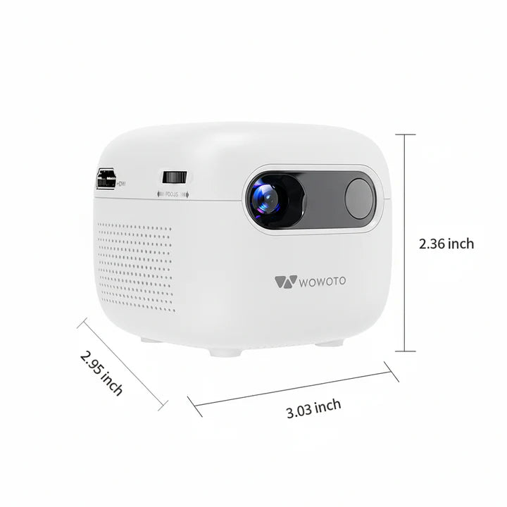 WOWOTO Q8 Premium High-Performance Smart Portable Projector with Android OS, Dual-Band Wi-Fi, Bluetooth & 1080p/4K Support