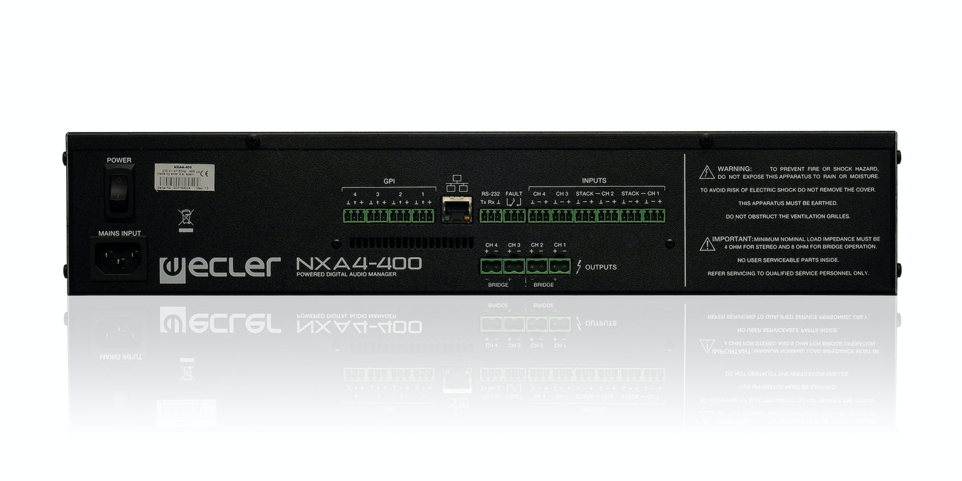 Ecler NXA4-400 4x400 WRMS DSP Class D Silent TP-NET EclerNet Digital Amplifiers