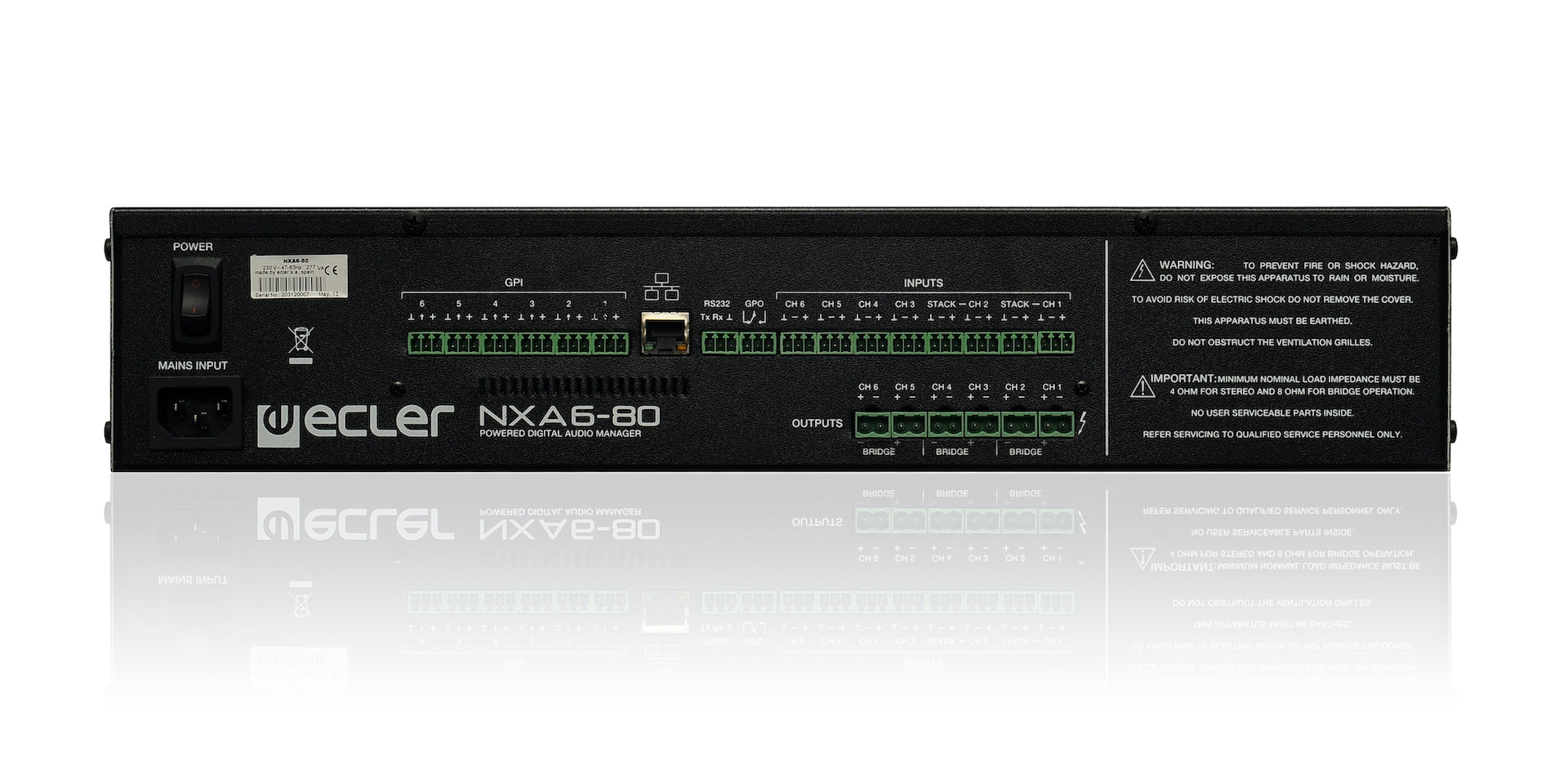 Ecler NXA6-80 6x80 WRMS DSP Class D Silent TP-NET EclerNet Digital Amplifiers