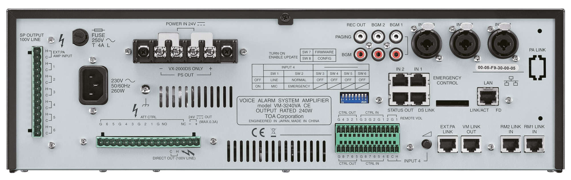 TOA VM-3240VA Voice Alarm System Amplifier 240W - Each