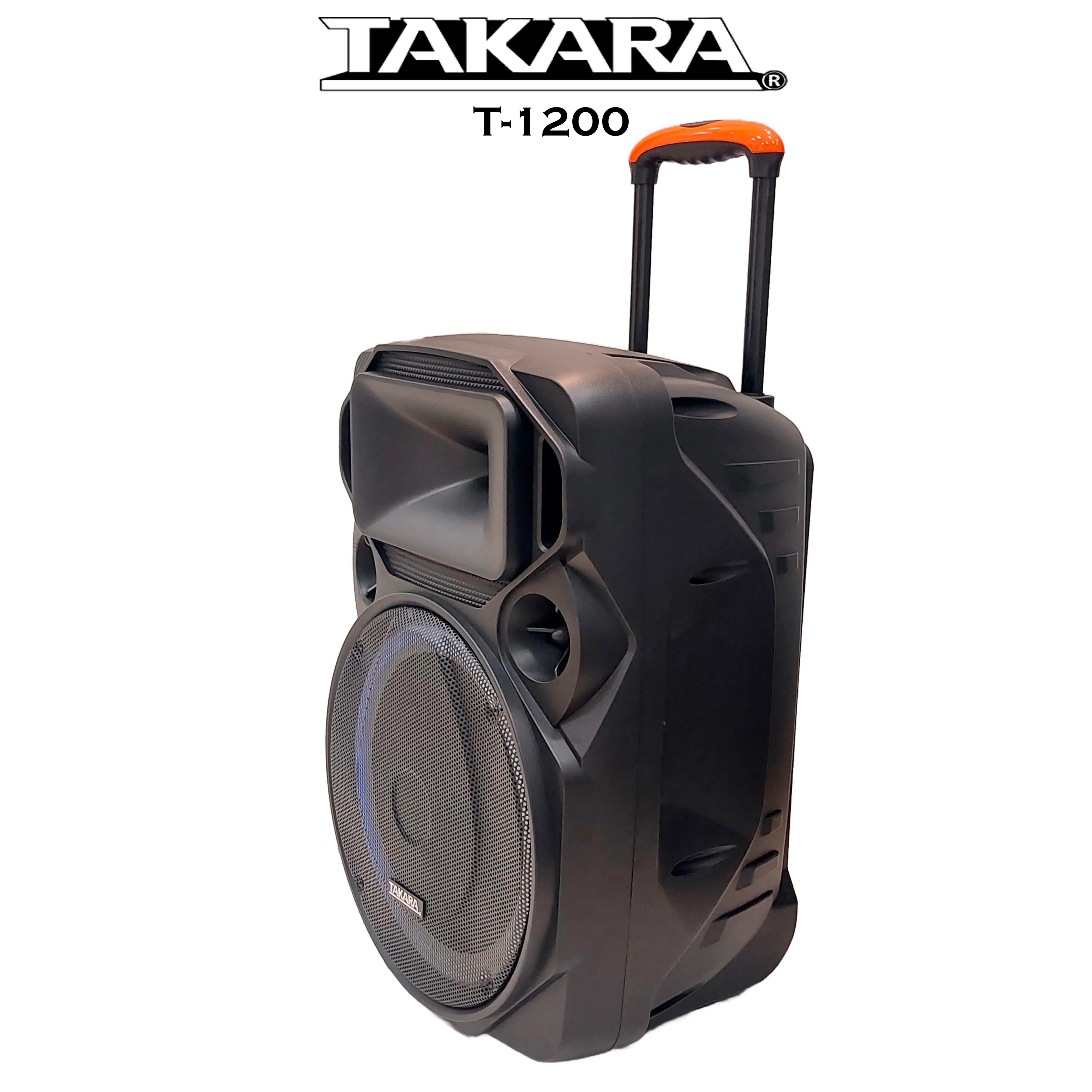 TAKARA T1200 New Karaoke Party Portable Trolley Speaker 150W RMS with 2 Wireless Mic and Rechargeable Battery Heavy Bass with Multimedia BT, Karaoke with Audio Recording, USB, SD,FM PA System