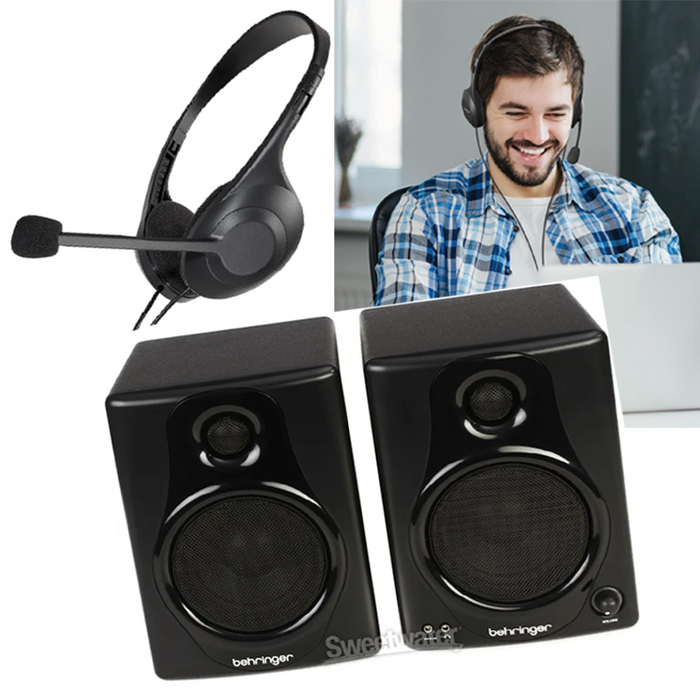 Behringer 40USB Powered Speaker + Audio-Technica ATH-102USB Headset - Package