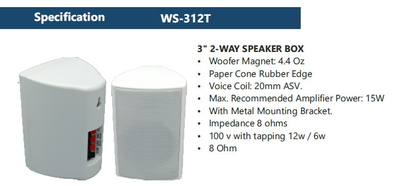 PowerX  WS-312T 3.5" 2-Way Speakers  Box - Set of 4