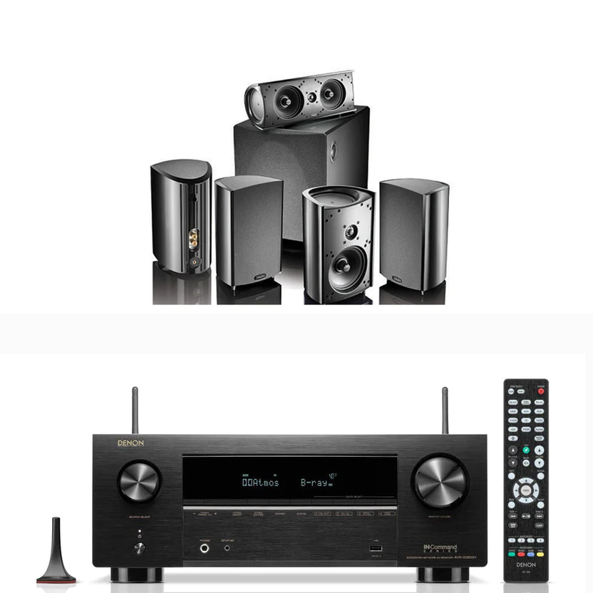 Denon X2800H Audio-Video Receiver With Definitive Technology ProCinema 1000 Satellite Speaker Set-Dolby Atmos Home Theater Package # AM501040 - Audiomaxx India