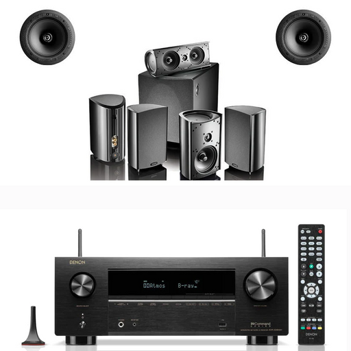 Denon X2800H Audio-Video Receiver With Definitive Technology ProCinema 1000 Satellite Speaker Set-Dolby Atmos Home Theater Package # AM501040 - Audiomaxx India